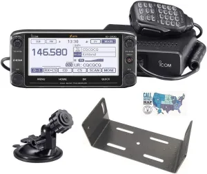 Bundle - 4 Items - Includes Icom ID-5100A Deluxe VHF/UHF D-Star Transceiver, MBF-1 Control Head Suction Cup Base, MBF-4 Main Body Mounting Bracket and Ham Guides TM Quick Reference Card