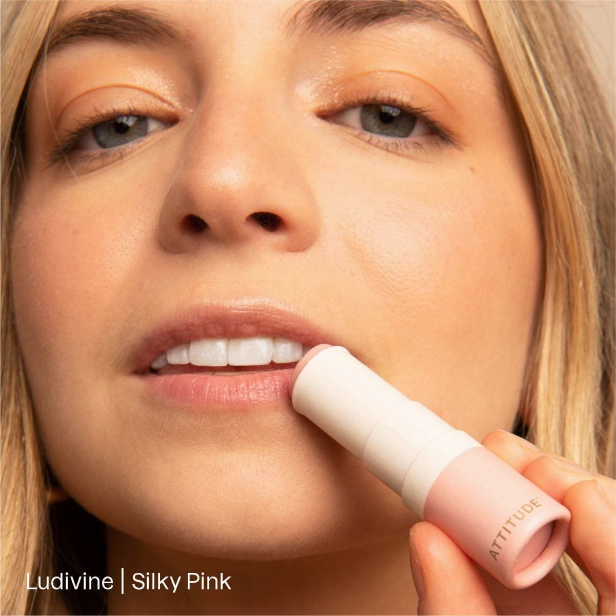 Bundle of ATTITUDE Oceanly Lightweight Blush Stick, Titanium Dioxide-Free, EWG Verified, Plastic-Free, Vegan & Cruelty-free Makeup, Silky Pink, 0.3 Oz   Sheer Lip Gloss Stick, Silky Pink, 0.12 Oz