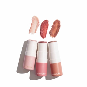 Bundle of ATTITUDE Oceanly Plastic-Free Sheer Lip Gloss Sticks, Titanium Dioxide-Free, EWG Verified, Vegan & Cruelty-free Makeup, Silky Pink 0.12 Ounces   Ginger 0.12 Ounces   Happy Berry 0.12 Ounces