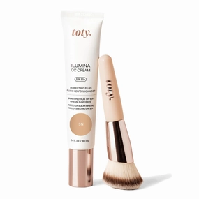 by Sofia Vergara - Ilumina CC Cream SPF 50  & Ilumina Brush - 100% Mineral Color Correcting Cream   Angled Complexion & Foundation Blending Brush - Tinted moisturizer with spf - 1C Bundle