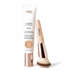 by Sofia Vergara - Ilumina CC Cream SPF 50  & Ilumina Brush - 100% Mineral Color Correcting Cream   Angled Complexion & Foundation Blending Brush - Tinted moisturizer with spf - 2C Bundle