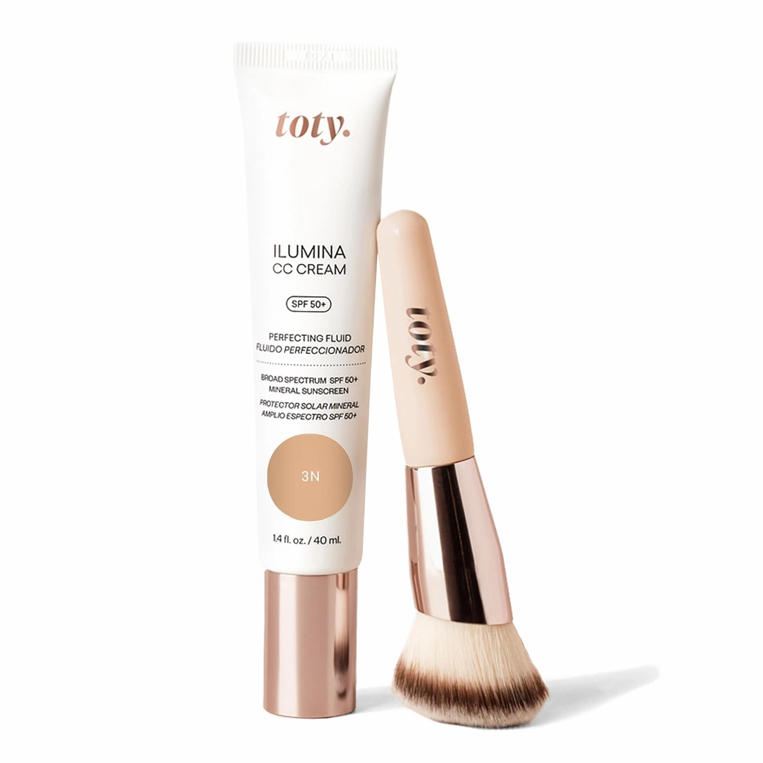 by Sofia Vergara - Ilumina CC Cream SPF 50  & Ilumina Brush - 100% Mineral Color Correcting Cream   Angled Complexion & Foundation Blending Brush - Tinted moisturizer with spf - 2W Bundle