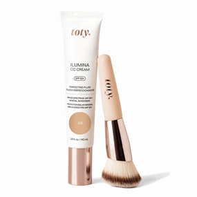 by Sofia Vergara - Ilumina CC Cream SPF 50  & Ilumina Brush - 100% Mineral Color Correcting Cream   Angled Complexion & Foundation Blending Brush - Tinted moisturizer with spf - 2W Bundle