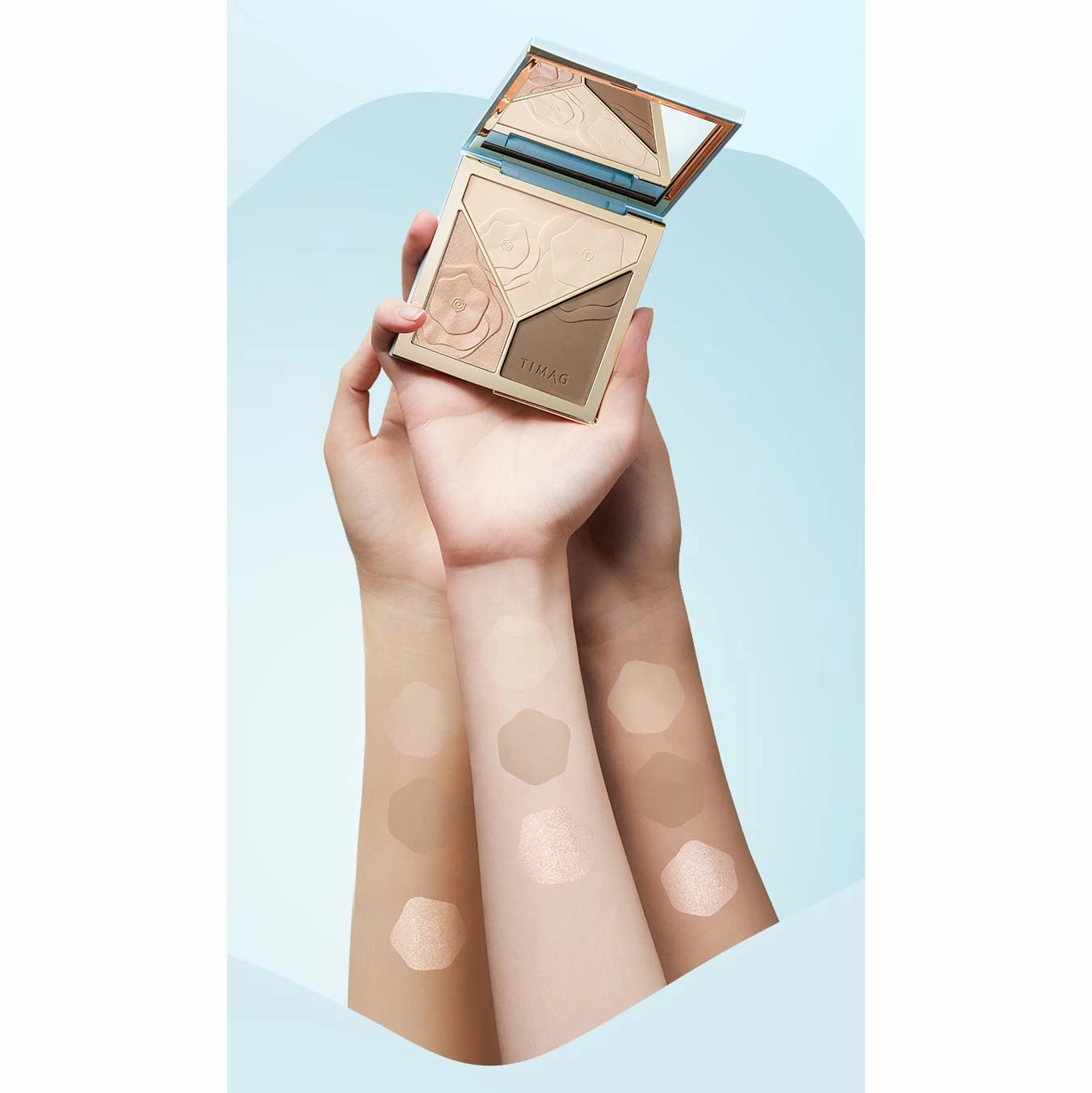 Cai Tang Matte & Shimmer Highlighter & Contouring Palette Caitang 3 Color Face Shadow Powder V Face Contour Cream Contouring Powder With Brush, Contouring Shadow