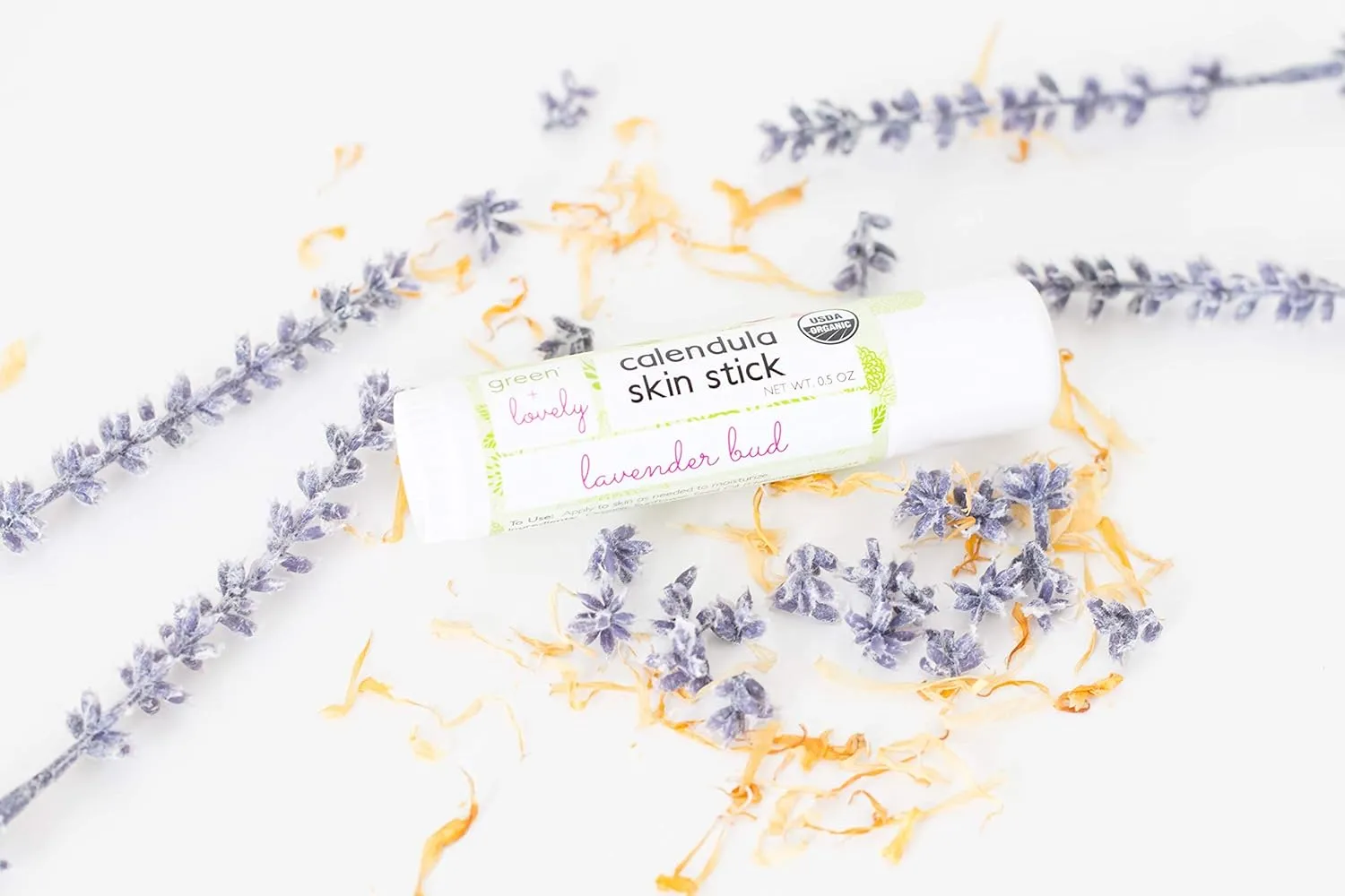 Calendula Skin Stick Organic Lotion Sticks Moisturizing Balm Ointment Salve Multipurpose Hand Cream Body Bar, 0.5 oz., Lavender Bud (2 Tube Set)