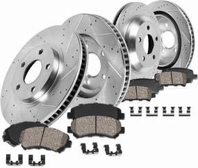 Callahan Brake Kit for Chevy GMC Silverado Suburban Sierra Yukon XL 1500 Tahoe Escalade ESV EXT Replacement Drilled Slotted Brakes Rotor Ceramic Brake Pads: 12'' Front and 12.99'' Rear Rotors