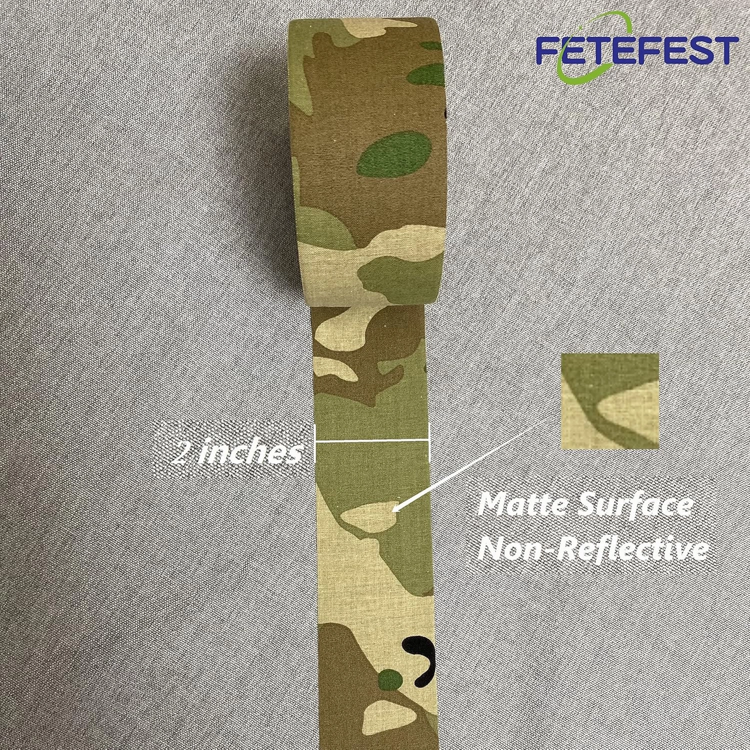 Camo Tape Camouflage Tape No Residue, Non-Reflective 2" by 30Yard with Various Camo Patents