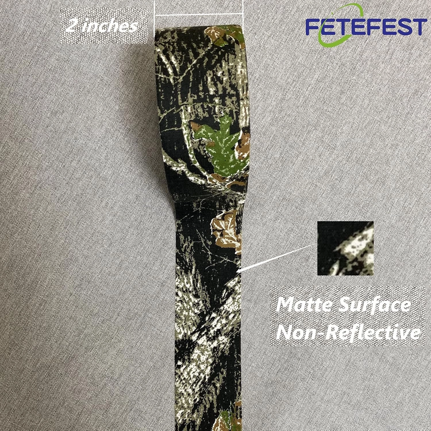 Camo Tape Camouflage Tape No Residue, Non-Reflective 2" by 30Yard with Various Camo Patents