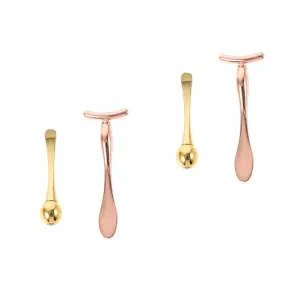 CANIGHT 2 Sets Eye Massage Tool Skincare Beauty Roller T-shaped Makeup Sticks Double-end Facial Mask Spoon Essence Bar