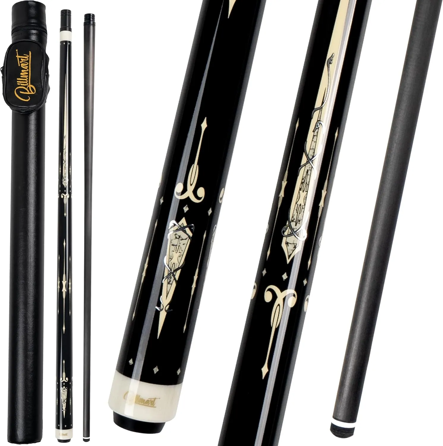 Carbon Fiber Pool Cue Stick, Low Deflection Shaft Billiard Cue Sticks with Hard Case, Pool Table Sticks Queue, 19 oz Pool Que