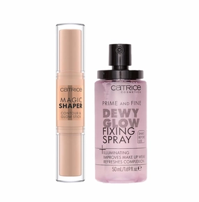 Catrice | Prime & Fine Illuminating Dewy Glow Spray & Magic Shaper Contour & Glow Stick 040 Bundle | Full Coverage Makeup | Vegan & Cruelty Free