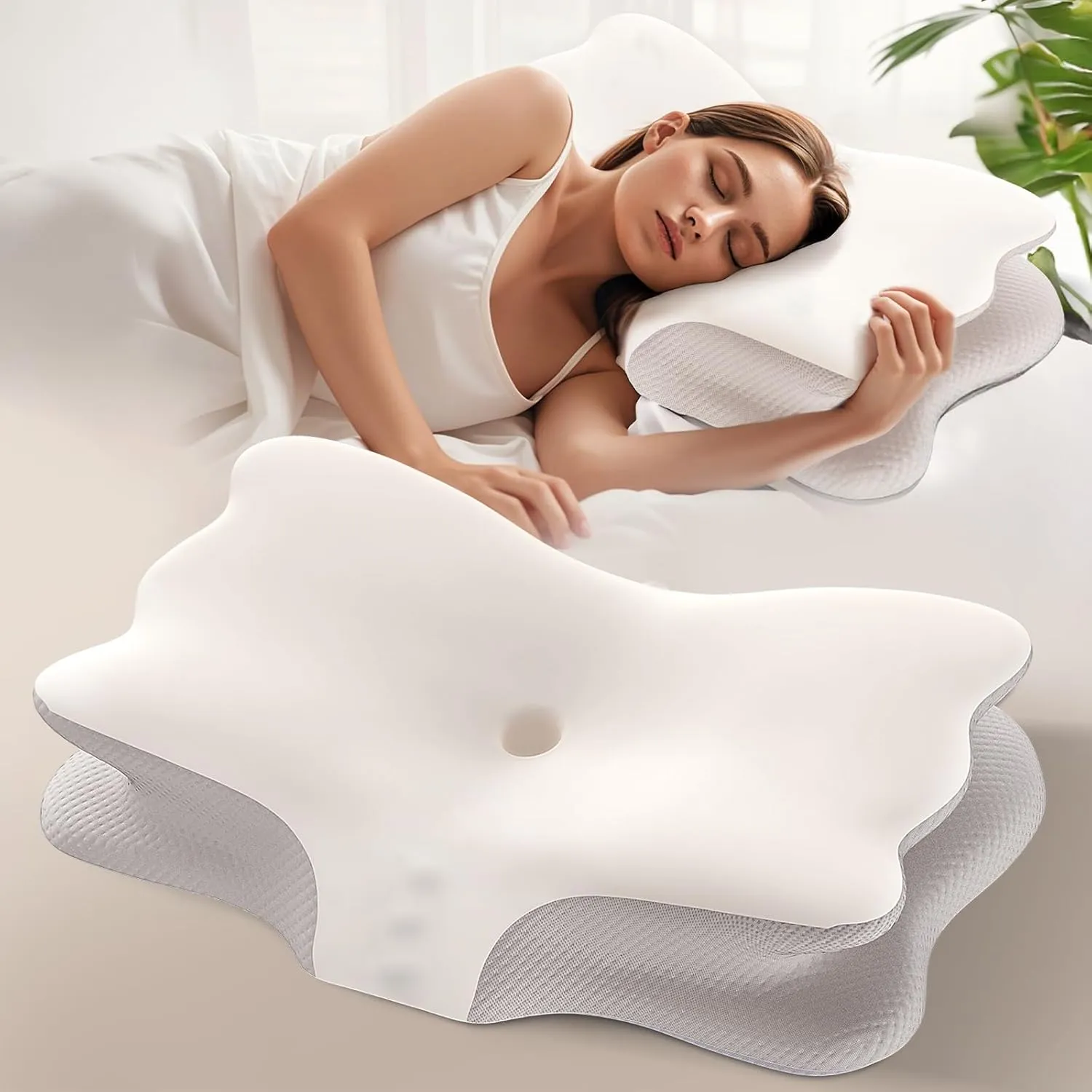 Cervical Pillow for Neck Pain Relief, Memory Foam Pillows for Sleeping, Ergonomic Orthopedic Pillow with Cooling Pillowcase, Contour Neck Support Pillow for Side, Back and Stomach Sleepers