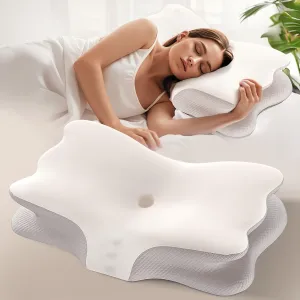 Cervical Pillow for Neck Pain Relief, Memory Foam Pillows for Sleeping, Ergonomic Orthopedic Pillow with Cooling Pillowcase, Contour Neck Support Pillow for Side, Back and Stomach Sleepers