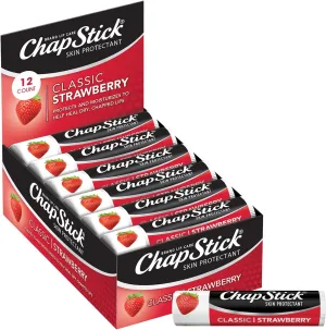 ChapStick Lip Care, Classic Strawberry 12-Count – Bulk Lip Balm, Fruity & Sweet, 0.15 Oz Ea