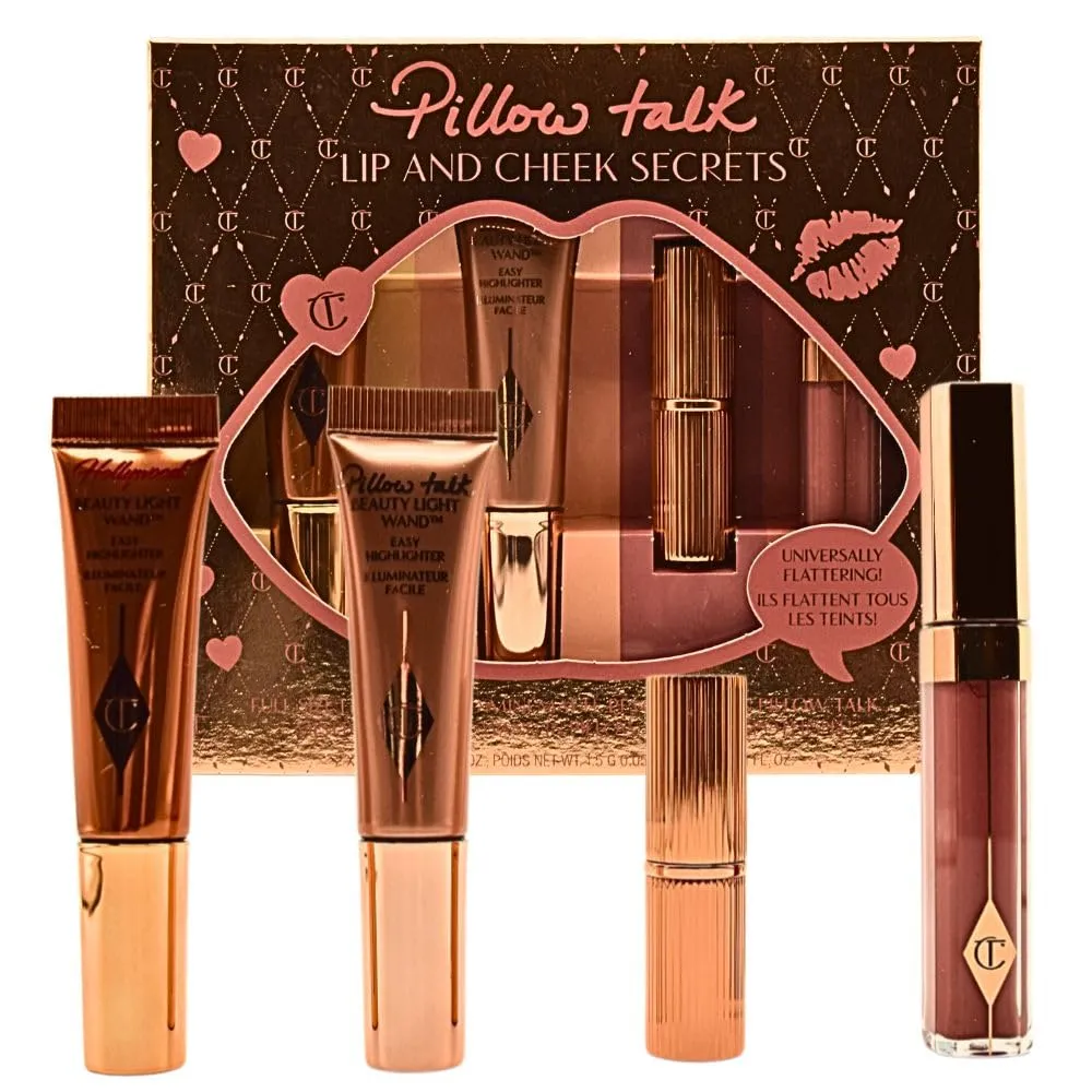CHARLOTTE TILBURY Pillow Talk Lip and Cheek Secrets, 0.12 Fl Oz, Set of 4 Pieces