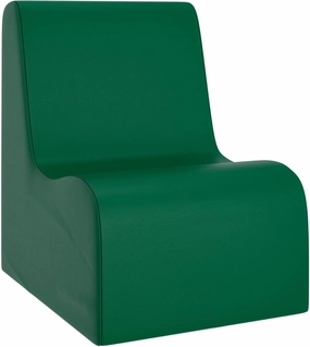 Children's Factory Medium Contour Chair, Mix-and-Match Kids Chairs, Sofas, Corner Ottomans and Cubes, Foam-Filled and Water-Resistant, Flexible Seating for Classroom Elementary, Green Chair