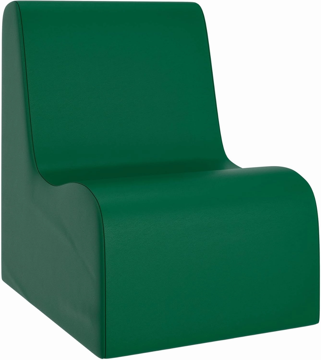 Children's Factory Medium Contour Chair, Mix-and-Match Kids Chairs, Sofas, Corner Ottomans and Cubes, Foam-Filled and Water-Resistant, Flexible Seating for Classroom Elementary, Green Chair