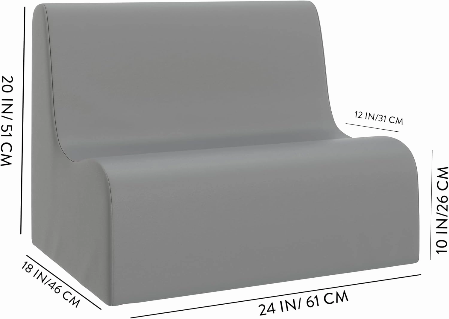 Children's Factory Medium Contour Sofa, Mix-and-Match Kids Chairs, Sofas, Corner Ottomans and Cubes, Foam-Filled and Water-Resistant, Flexible Seating for Classroom Elementary, Deep Water Kids Couch