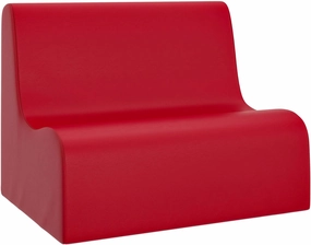 Children's Factory Medium Contour Sofa, Mix-and-Match Kids Chairs, Sofas, Corner Ottomans and Cubes, Foam-Filled and Water-Resistant, Flexible Seating for Classroom Elementary, Red Kids Couch
