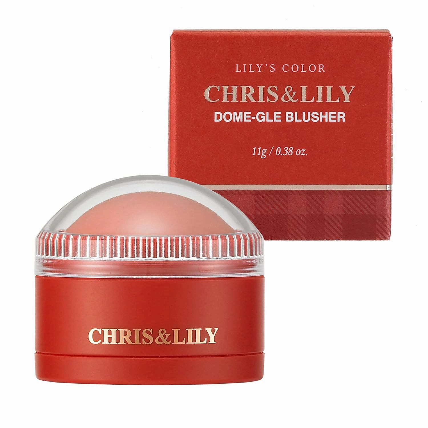 CHRIS&LILY DOME-GLE BLUSHER (#CR01), Just hit it on both cheeks without tools, Blends Easily&Blends Effortlessly, Ginger Coral, 0.38 Oz