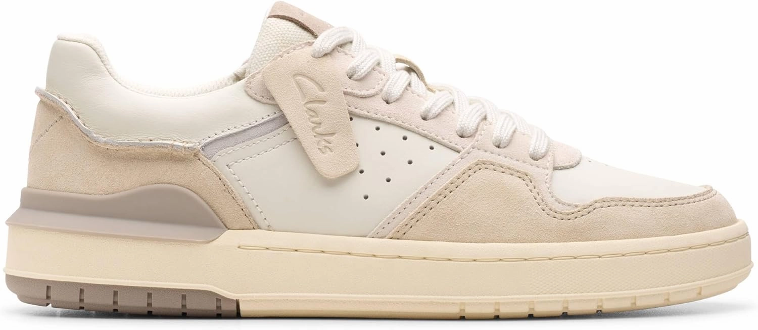 Clarks Men's Courtlite2 Lo Trainers, Off White Suede, 7.5 Men