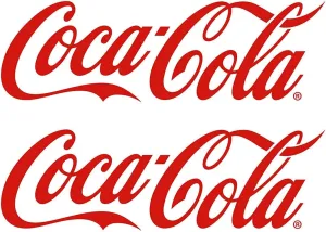 Coca Cola Script Cut Out Vinyl Sticker Set of 2, Coca-Cola Classic Peel and Stick Decals, Fridge, Cooler, Laptop, Car Bumper (11.5 x 3.5 Inch, Red)