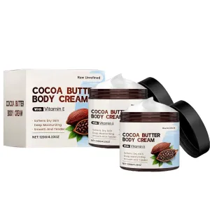 Cocoa Butter Body Cream, Long-Lasting Natural Organic Moisturizing Cocoa Butter Repairing Balm, Non-Sticky, Deep Nourishment, Smooth Skin Body Cream for Men, Women (2pcs)