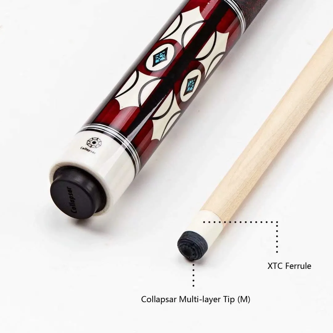 Collapsar CH Pool Cue with Soft Cues Case Sets,58" 2-Piece Custom Professional Billiards Ques Sticks with 13mm Tips,Pro Maple Wood Shaft with 5x16x18 Joint 19-21oz Billiard Pool Stick