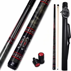 Collapsar CXL Pool Cue with 1X1 Hard Case,Low Deflection Shaft 13mm Black Tip Billiard Ques Sticks,58" 2-Pieces 19-21 oz Professional Pool Stick Set