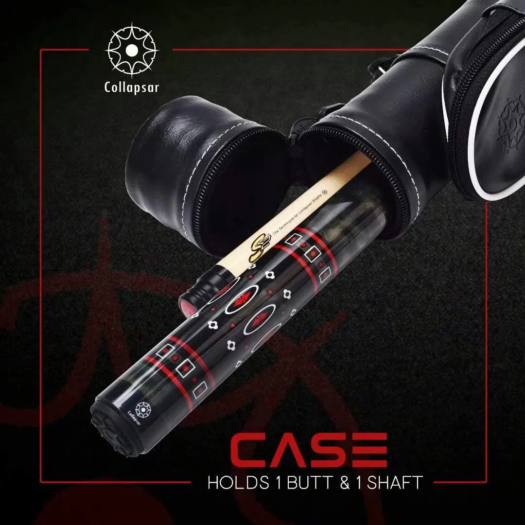 Collapsar CXL Pool Cue with 1X1 Hard Case,Low Deflection Shaft 13mm Black Tip Billiard Ques Sticks,58" 2-Pieces 19-21 oz Professional Pool Stick Set