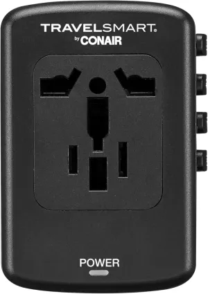 Conair Fast Charge Universal Travel Adapter - All-in-One European and Worldwide Travel Plug Adapter with Surge Protection - Includes USB C Port