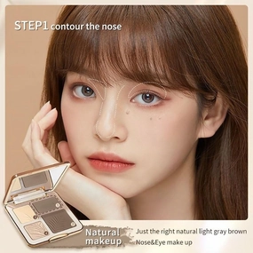 Contour Palette, 2 In 1 Face Highlight Contour Palette, Sculpt the Face Makeup (#04 Blush)
