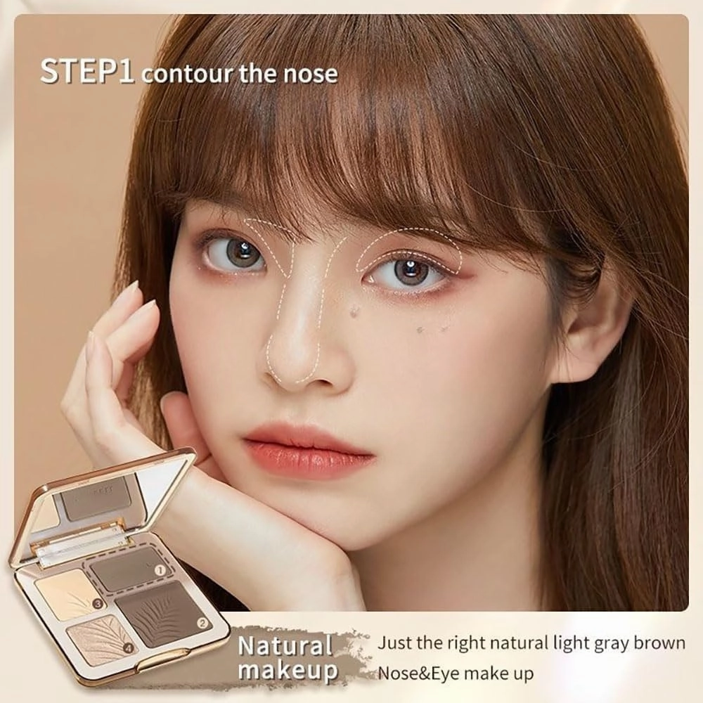 Contour Palette, 2 In 1 Face Highlight Contour Palette, Sculpt the Face Makeup (#04 Blush)