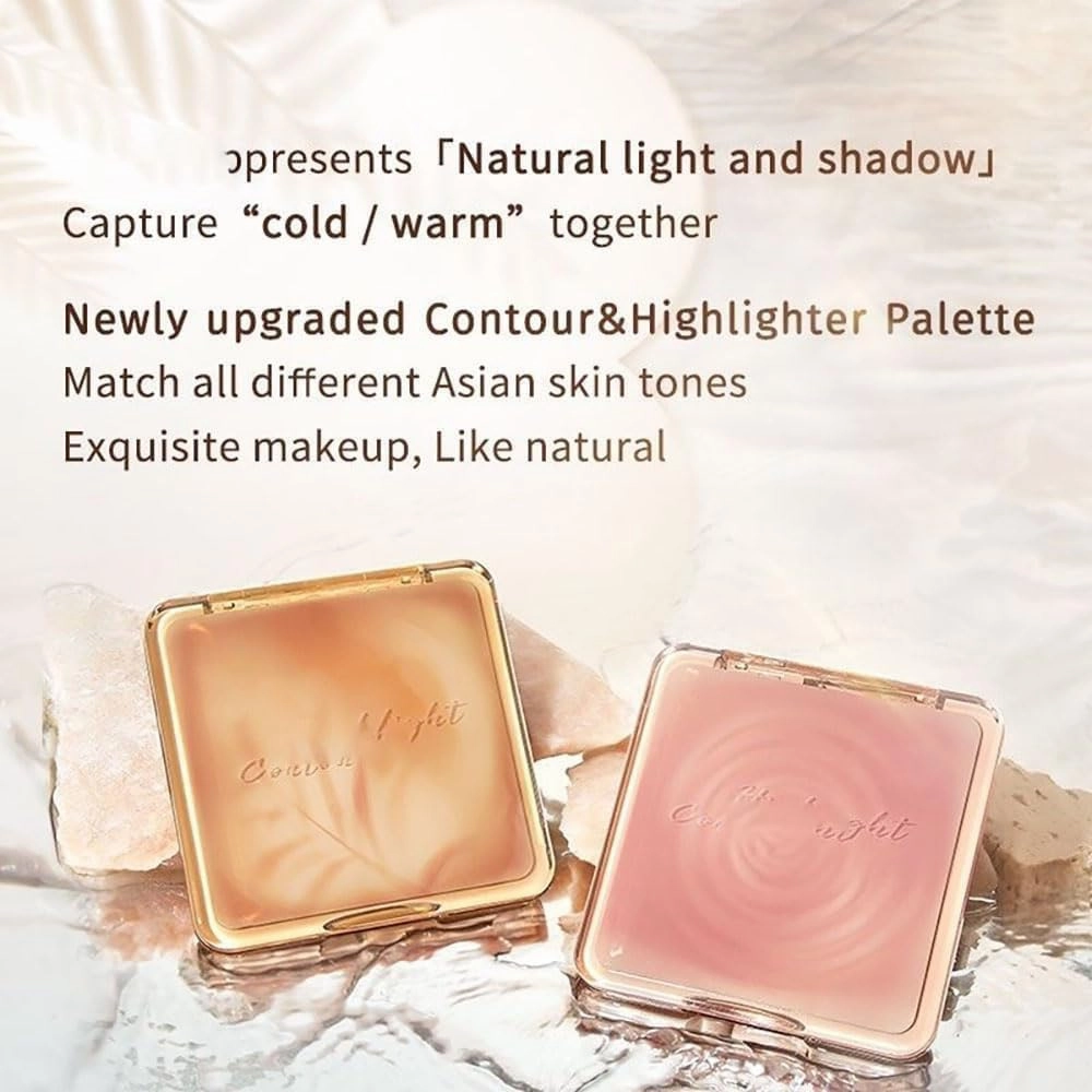Contour Palette, 2 In 1 Face Highlight Contour Palette, Sculpt the Face Makeup (#04 Blush)
