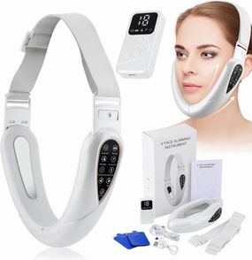 Contourflex 4-in-1 Massager for Face, Reviona Contourflex 4-in-1 Massager, Contour Flex Facial Sculpting Device for Double Chin, 15 Adjustable Intensities, Reduces Sagging Skin (White)