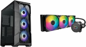 Cooler Master TD500 Mesh V2 Airflow ATX Mid-Tower Case, Polygonal Mesh, Crystalline Tempered Glass & MasterLiquid 360L Core 360mm Close-Loop AIO Liquid Cooler, ARGB Sync