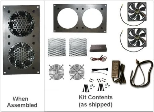 Coolerguys Pre-Set Thermal Controlled Cooling Kits for Cabinets, AV, and Components (Dual 80mm, Metal)