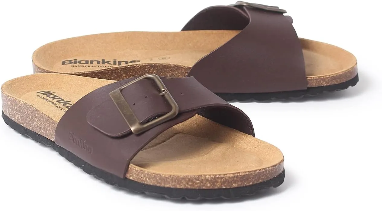 Cordoba Single Buckle Strap Bio Sandals for Women - Sustainable, Eco Friendly, Vegan Leather Sandals. Recycled Upper, Comfy Insole, Cork Midsole, EVA Sole. Made in Spain