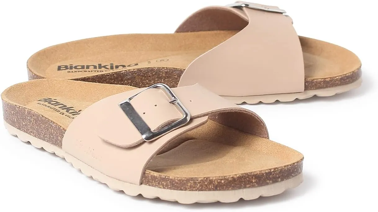 Cordoba Single Buckle Strap Bio Sandals for Women - Sustainable, Eco Friendly, Vegan Leather Sandals. Recycled Upper, Comfy Insole, Cork Midsole, EVA Sole. Made in Spain