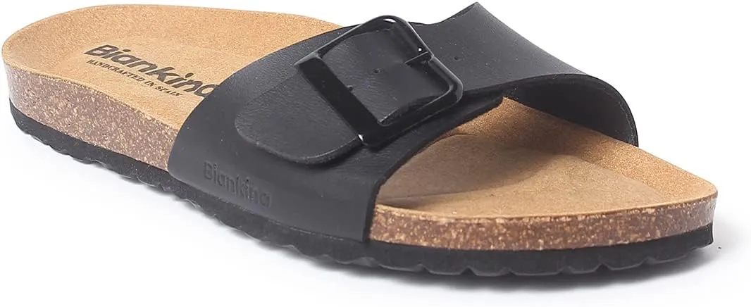 Cordoba Single Buckle Strap Bio Sandals for Women - Sustainable, Eco Friendly, Vegan Leather Sandals. Recycled Upper, Comfy Insole, Cork Midsole, EVA Sole. Made in Spain