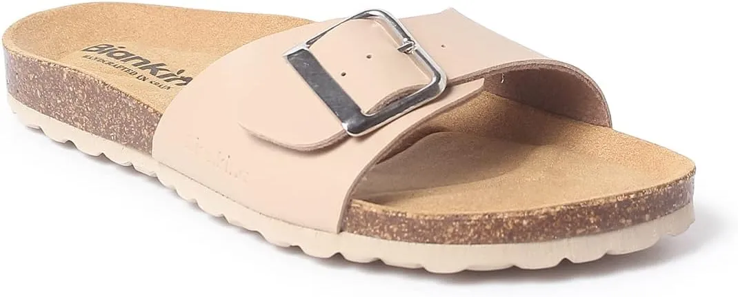 Cordoba Single Buckle Strap Bio Sandals for Women - Sustainable, Eco Friendly, Vegan Leather Sandals. Recycled Upper, Comfy Insole, Cork Midsole, EVA Sole. Made in Spain