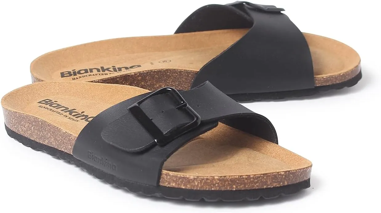 Cordoba Single Buckle Strap Bio Sandals for Women - Sustainable, Eco Friendly, Vegan Leather Sandals. Recycled Upper, Comfy Insole, Cork Midsole, EVA Sole. Made in Spain