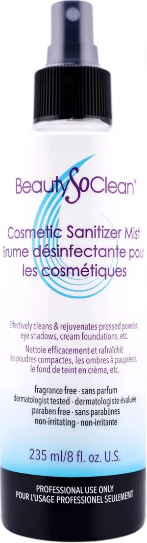 Cosmetic Sanitizer Mist - (8.0 oz.) Makeup Sanitizing Spray for Powder-based Makeup Palettes & Pressed Cream Foundations, Bronzers, Concealers, Blushes, Eyeshadows.