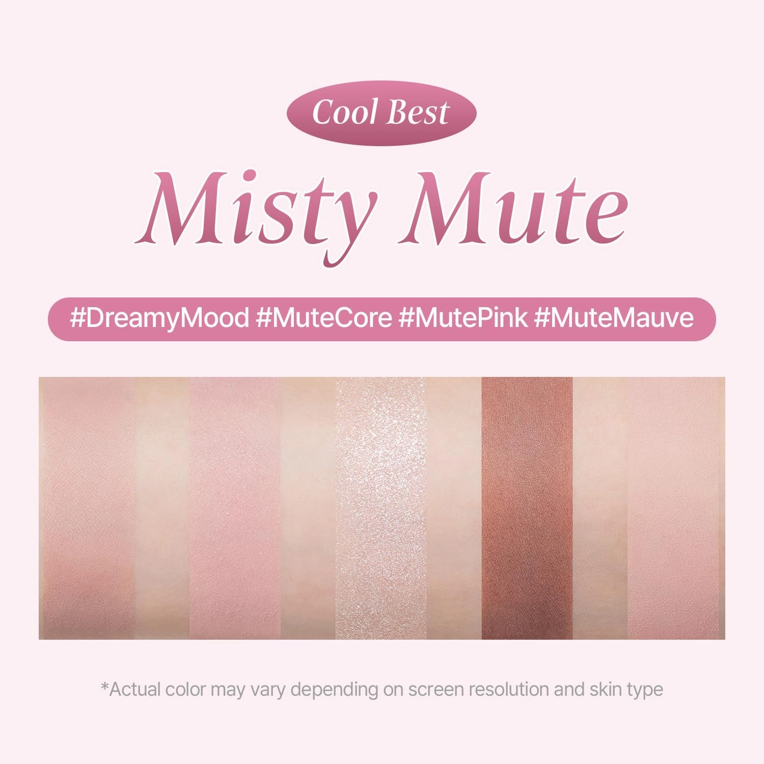 COSNORI My Moment Eye Palette – 5 Pigmented Shades, Matte, Shimmer & Glitter, Blendable & Multi-Use (01 Misty Mute)