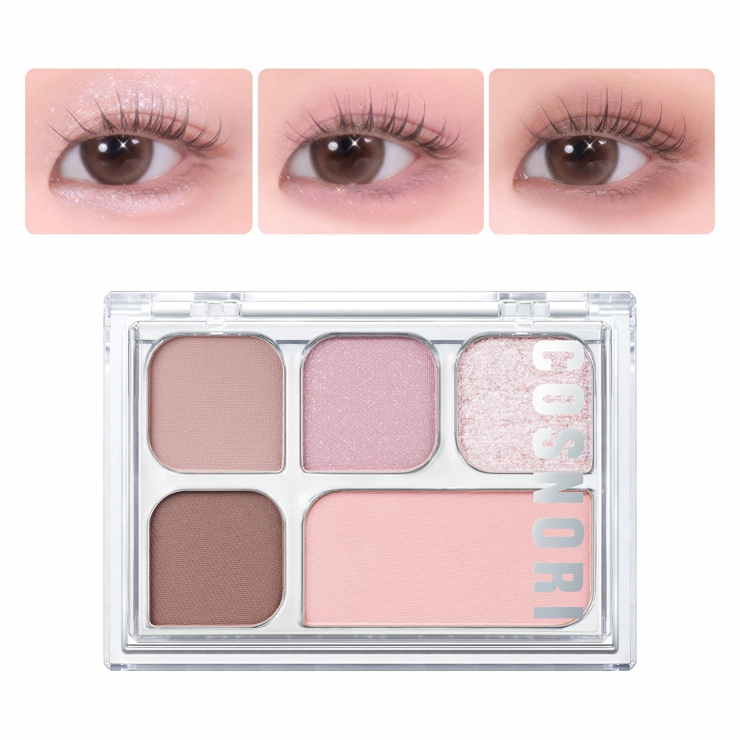 COSNORI My Moment Eye Palette – 5 Pigmented Shades, Matte, Shimmer & Glitter, Blendable & Multi-Use (01 Misty Mute)
