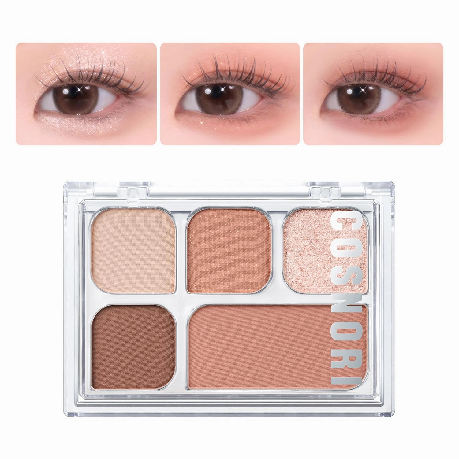 COSNORI My Moment Eye Palette – 5 Pigmented Shades, Matte, Shimmer & Glitter, Blendable & Multi-Use (03 Snug Rose)