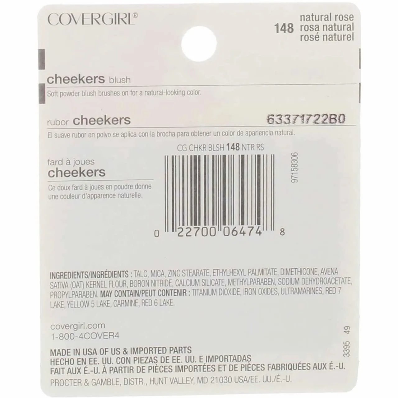 CoverGirl Cheekers Blush, Natural Rose 148 - Pack of 3