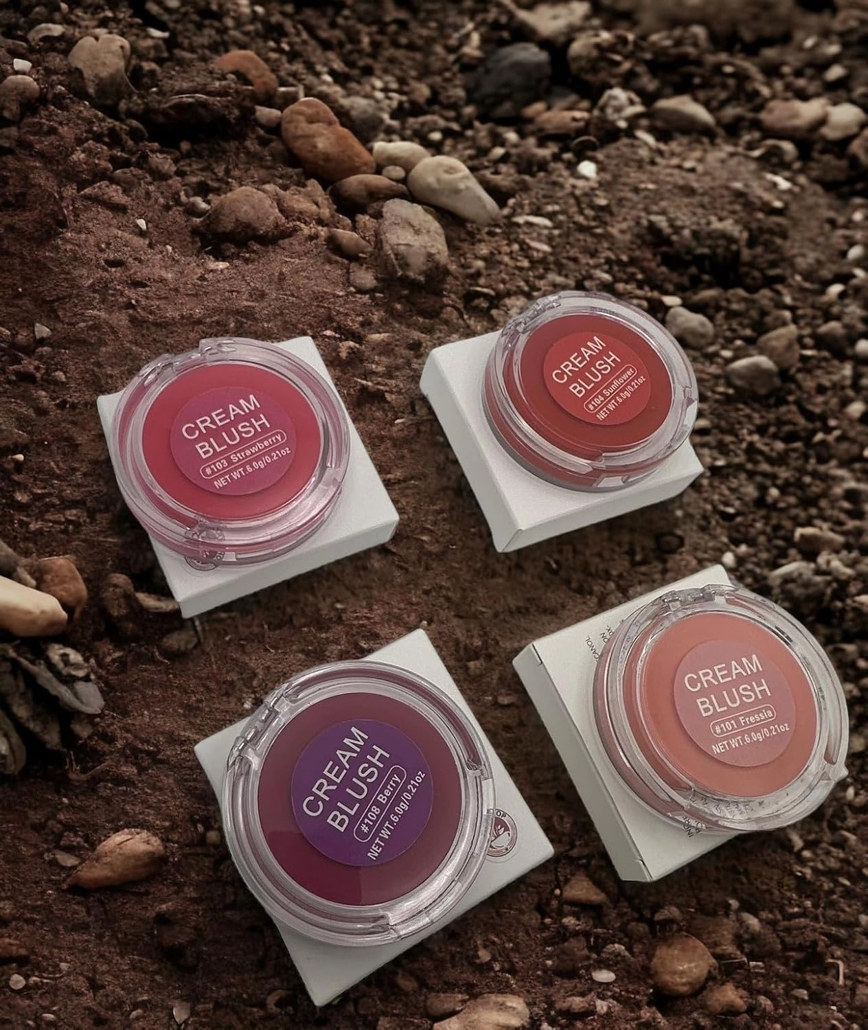 Cream blush monocromática, color lujosamente cremoso y mezclable, para ojos, labios y mejillas, peonía deslumbrante (Sunflower, Strawberry, fressia,Berry,sunflower)