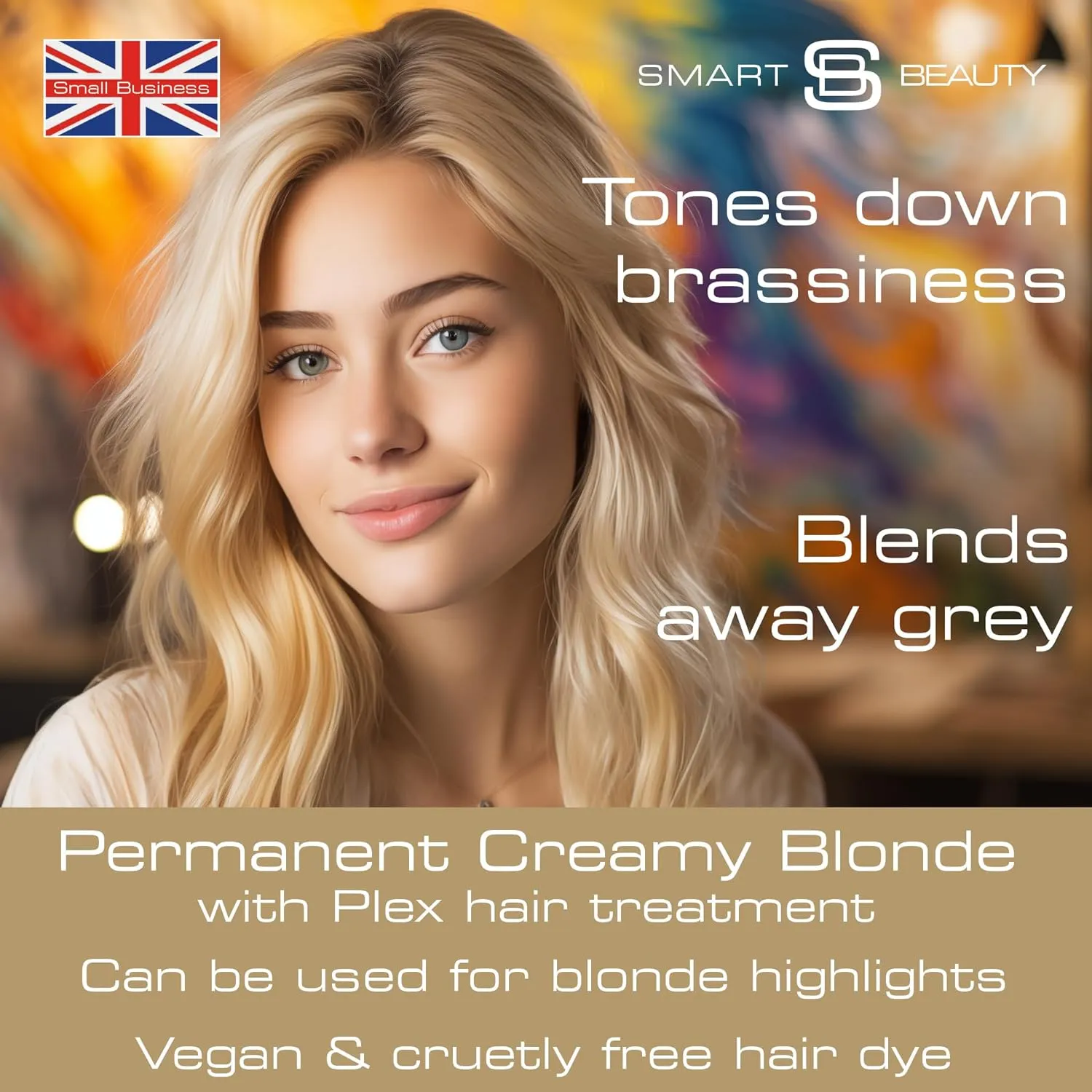 Creamy Blonde Hair Dye with added Plex Hair Care Conditioner, Permanent Hair Color with Natural Creamy Toner for Blond Hair, Vegan Hair Dye, Cruelty-Free - Smart Beauty Hair Color
