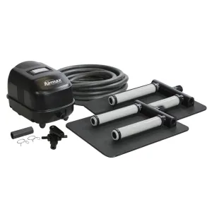 CrystalClear KoiAir 2, Complete Pond Aeration Kit, Water Garden Oxygenation Bubbler System Adds Oxygen to Koi & Fish Ponds, Outdoor Diaphragm Compressor Pump, Air Line & 2 Submersible Diffuser Sticks